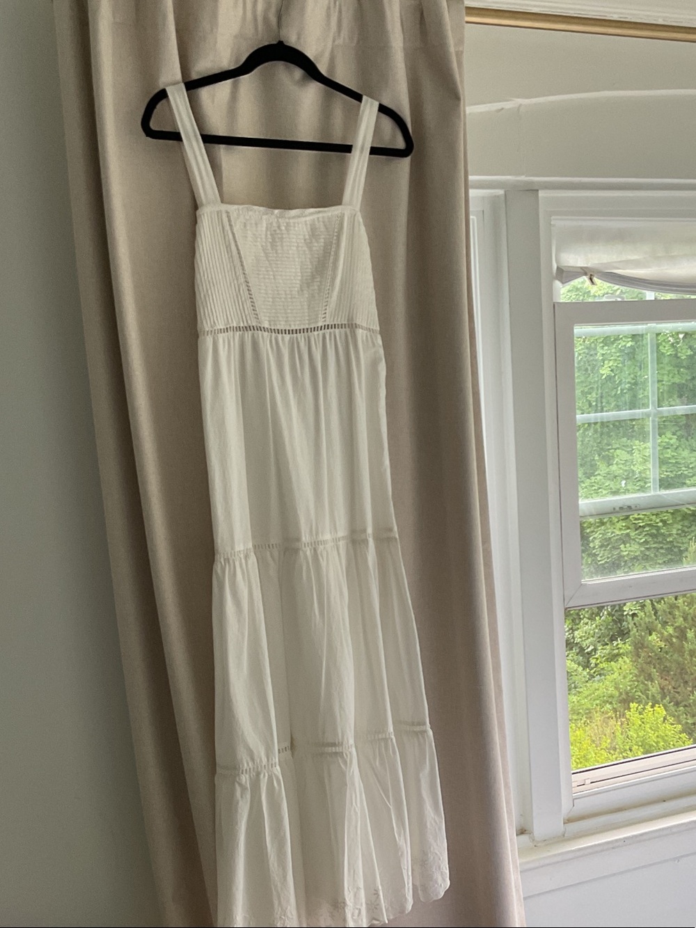 Altar'd State White Tiered Maxi Dress with Square Neck